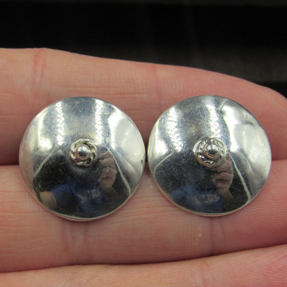 Sterling Unique Shield Style Dangle Earrings - image 1